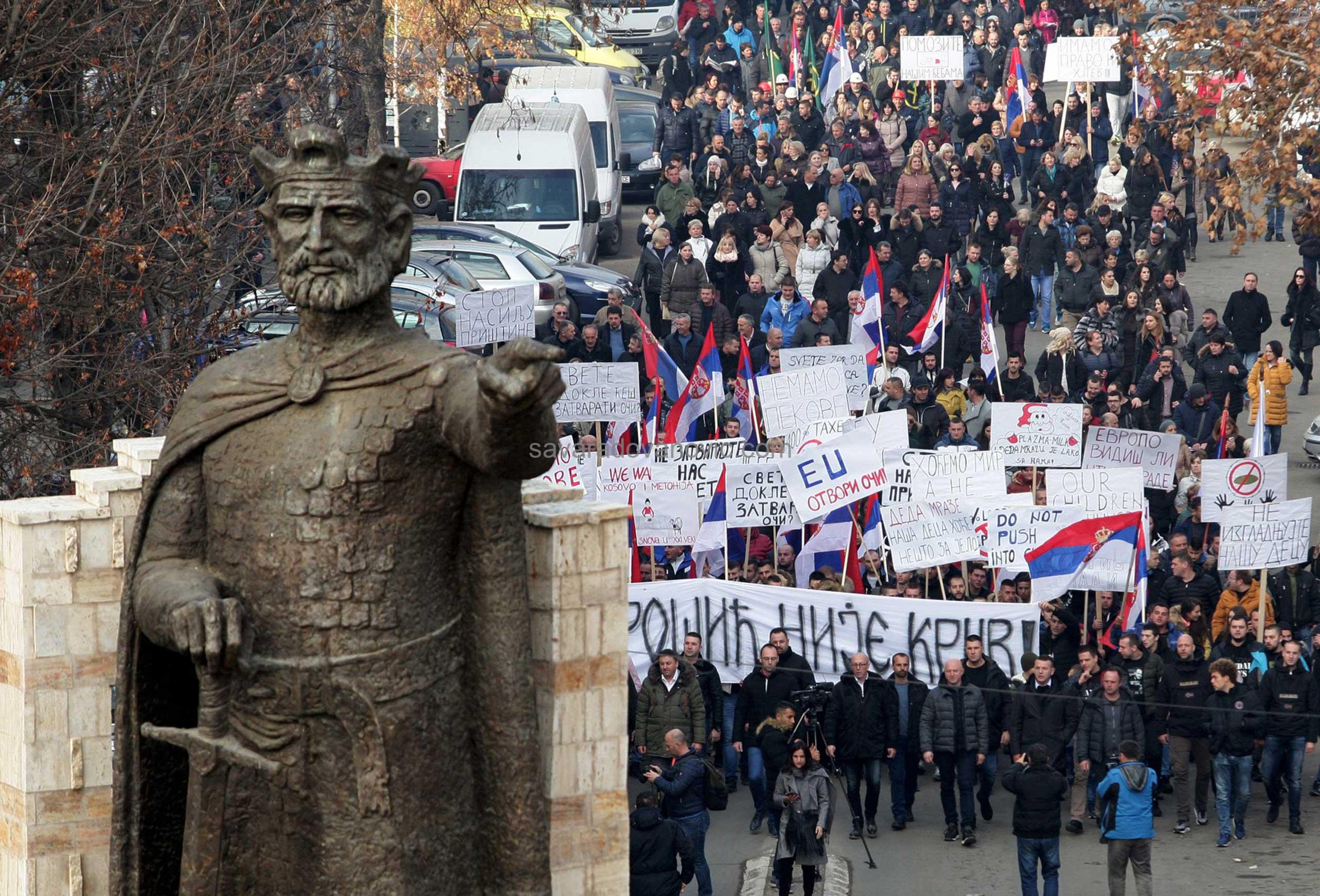 Protest Srba u Severnoj Mitrovici